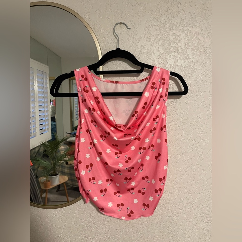 Cowlneck Cropped Cherry Top